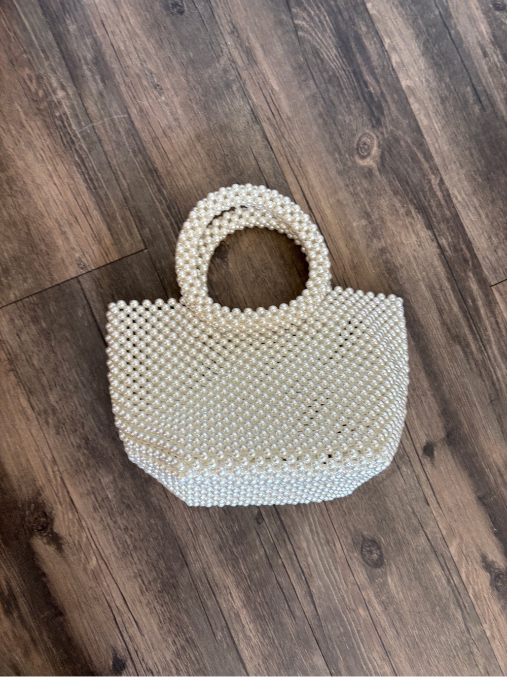 Pearl Beaded Handbag - Cream Pearl Tote